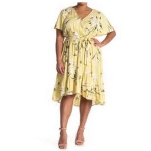 RACHEL Rachel Roy 1X Soft Floral Crisscross layers Butter Yellow